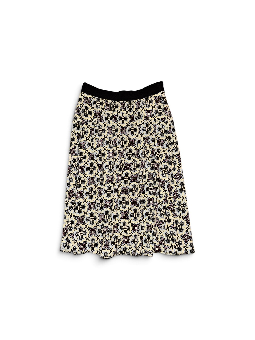 Prada black, cream, dusty pink and blue Patterned A-Line Skirt